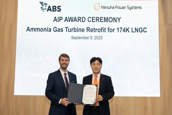 Hanwha Power Systems Receives Approval in Principle (AiP) from ABS for 174K LNG Carrier Ammonia Fuel Gas Turbine Retrofit